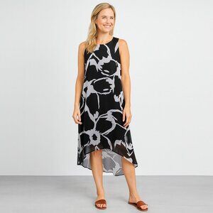 Vince Camuto Black & White Hi-Lo Sleeveless Dress | Size Small | Keyhole Back